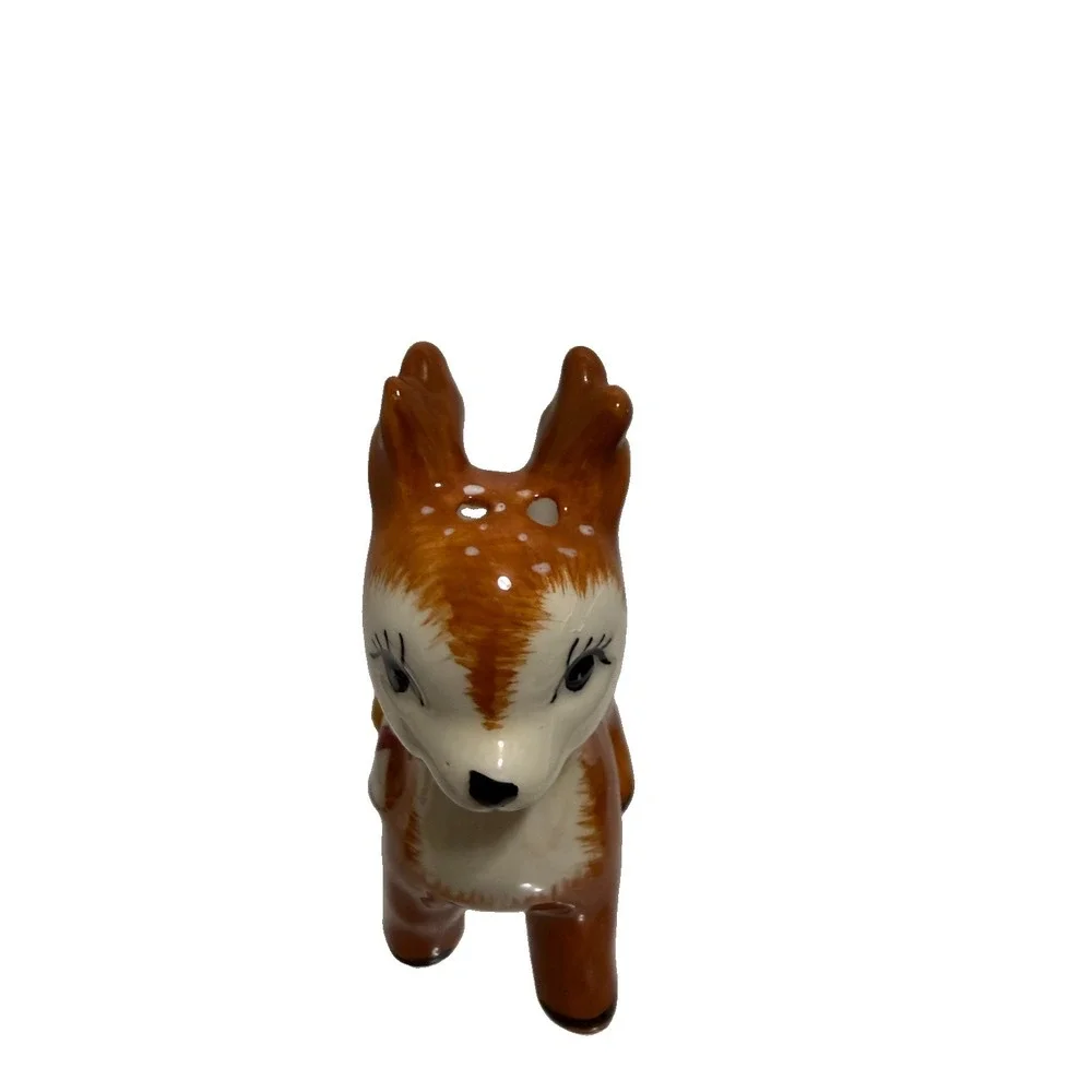 Vintage Christmas Snowman Reindeer Salt Pepper Shakers Ceramic Holiday Set